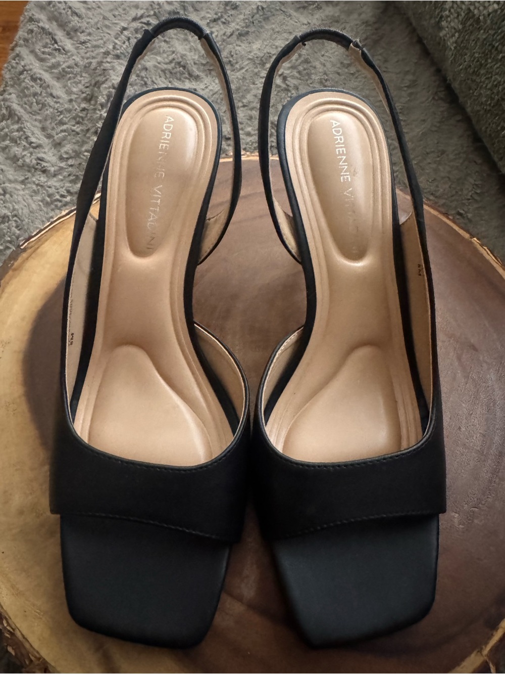 Adrienne Vittadini Black Square-Toe Slingback Mules